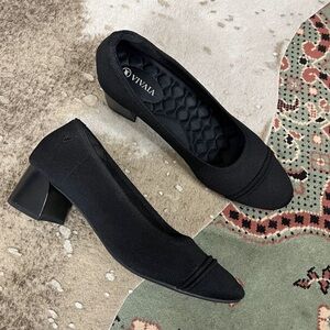 Vivaia | Julie Pro Stretch Knit Pumps Black Round Toe Comfortable Block Heels 40